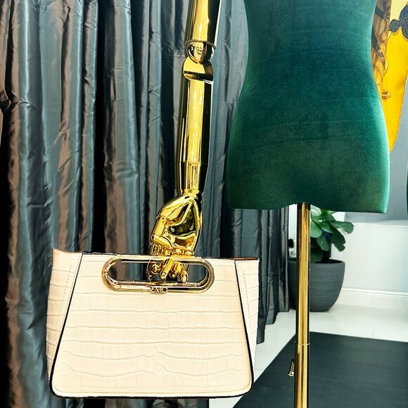 Michael Kors Convertible Leather Clut Optic White Retail $298 Clearance Sale - Picture 12 of 12